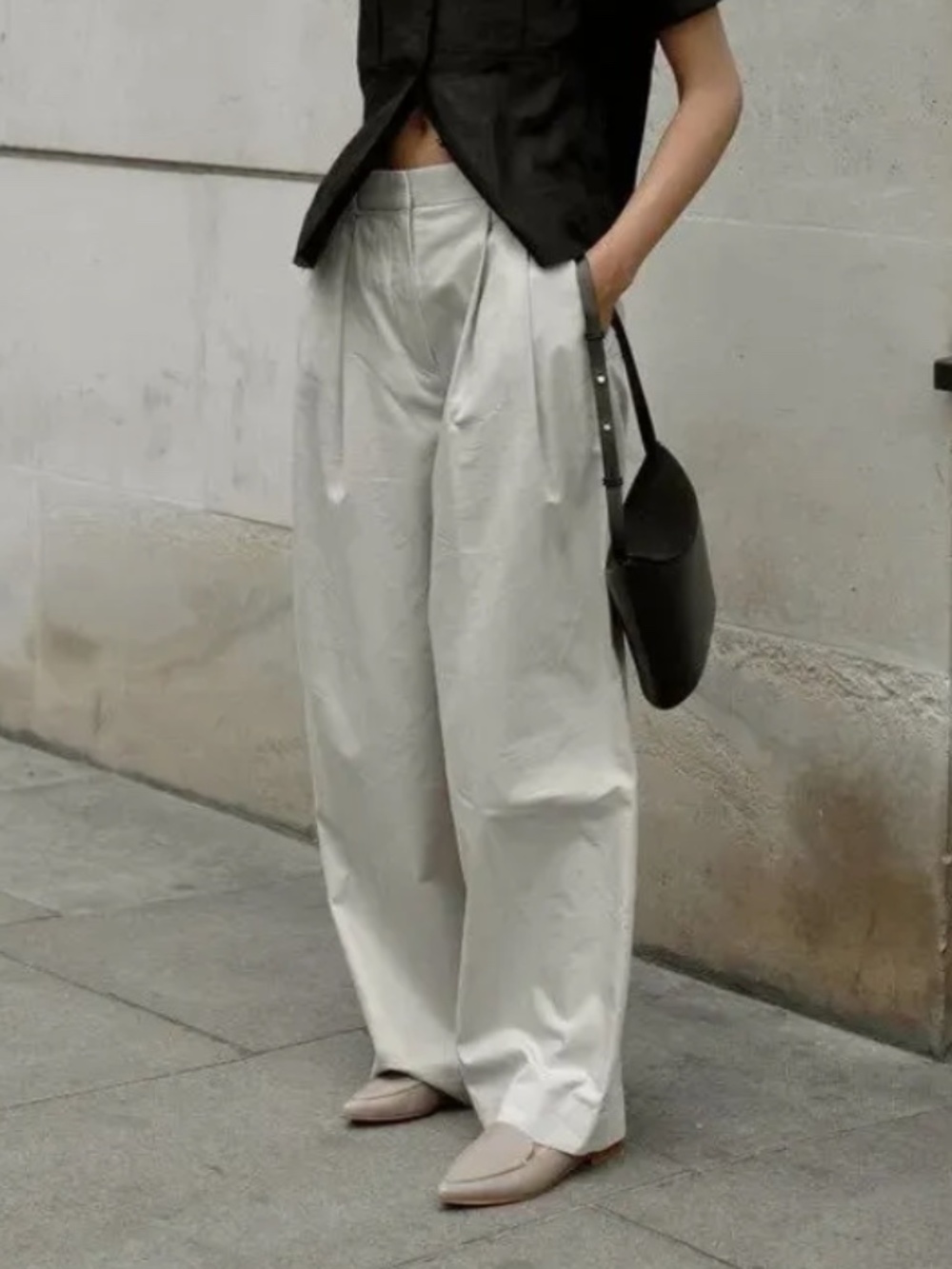 COS cotton twill wide leg pants